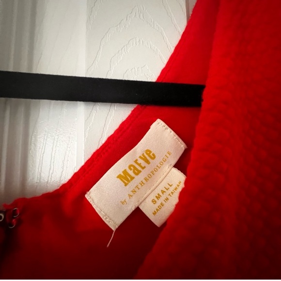 Anthropologie Maeve Quilted Red button front midi dress preppy equestrian - Picture 12 of 15